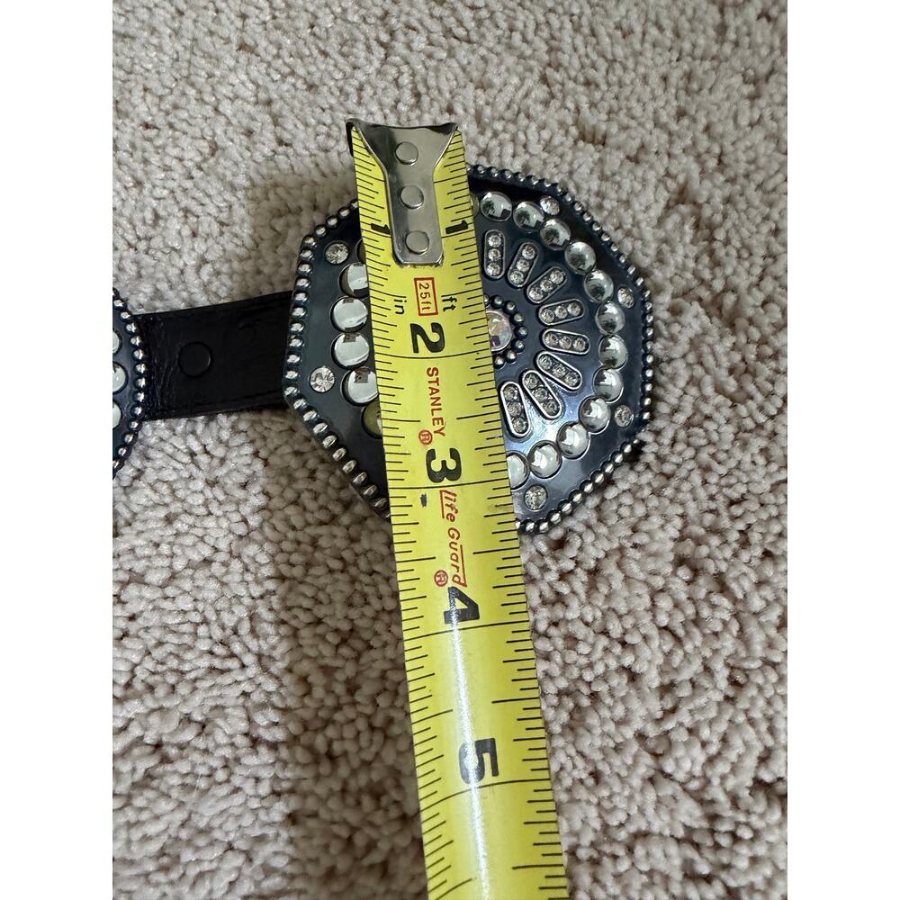 Tony Lama Women’s Black Leather Western Concho Rhinestone Belt C50353 - Picture 13 of 14